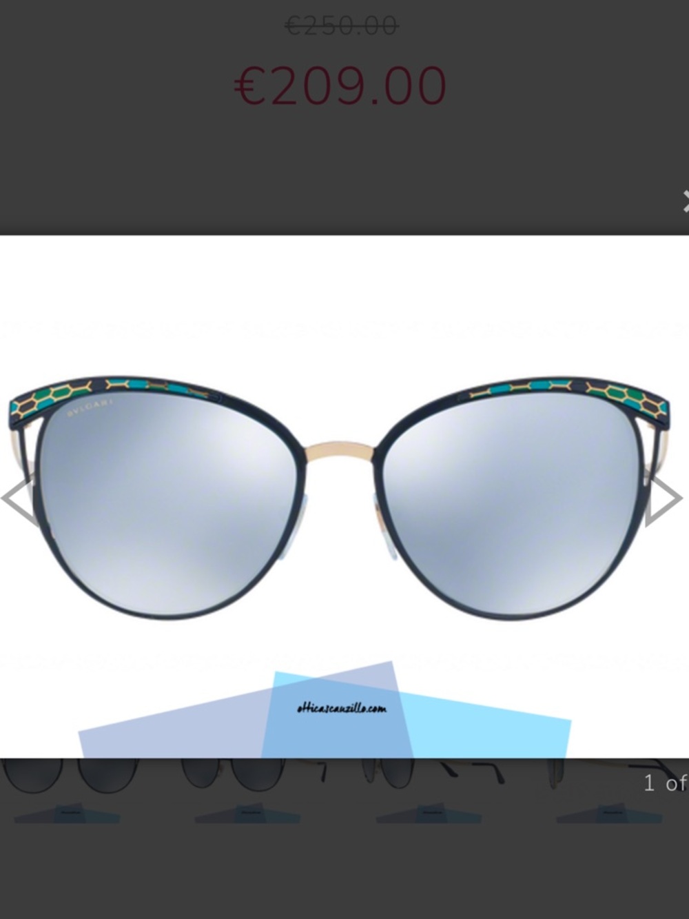 Bulgari Serpenti Cat Eyes Sunglasses with
blue color mirror lenses in EUC case - Picture 6 of 11